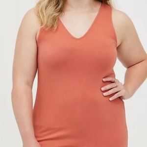 Torrid NWT Women's Plus Size 2X (18/20) V-Neck Foxy Tank Rusty Brown Orange